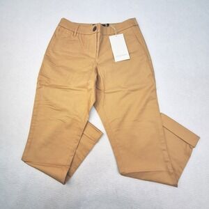 Wildfang Essential Trouser Womens Size 0 Camel Cuffed Chino Straight Leg Pants